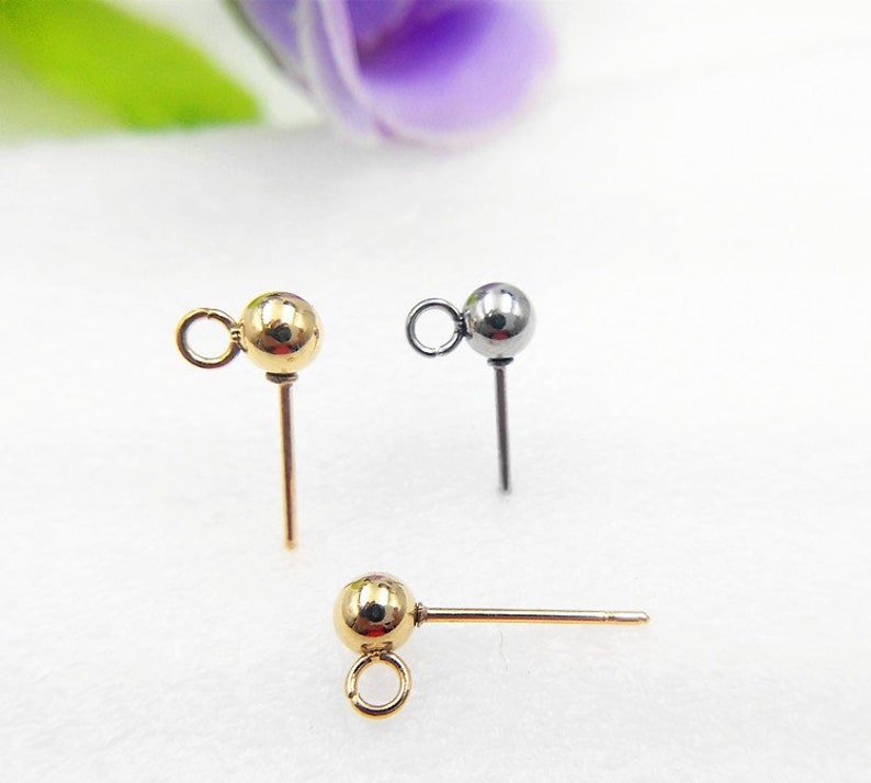 10pcs Ball Post Earring Ball Stud Earring With Loop 316L Etsy