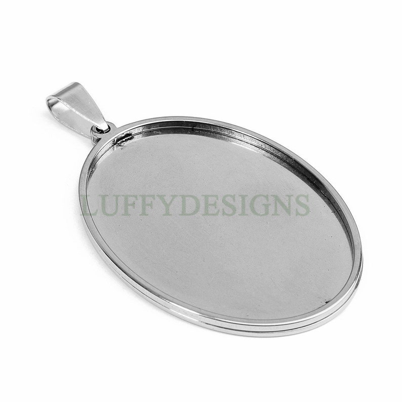 10pcs Oval Bezel Tray Blanks, Cabochon Settings, Blank Bezel Base Settings, 18K Gold plated Stainless steel, Pendant Base Tray 18x25mm image 3