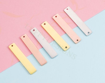 10pcs Personalized Stamping Blank Bar 6x32mm, Ready to Stamp, Gold Bar Charm, Gold Plated Stainless Steel, Mirror Polished Engraving Supply