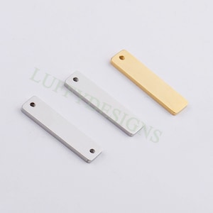 10pcs Personalized Stamping Blank Bar 6x22mm, Ready to Stamp, Gold Bar Charm, Gold Plated Stainless Steel, Mirror Polished Engraving Supply