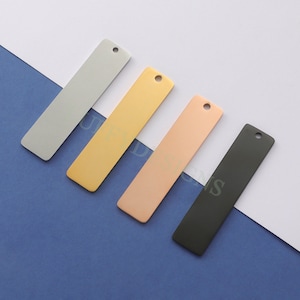 10pcs Personalized Stamping Blank Bar 50x12mm, Ready to Stamp, Gold Bar Charm, Gold Plated Stainless Steel, Mirror Polished Engraving Supply