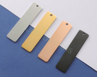 10pcs Personalized Stamping Blank Bar 50x12mm, Ready to Stamp, Gold Bar Charm, Gold Plated Stainless Steel, Mirror Polished Engraving Supply