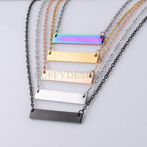 10pcs Blank bar necklace, bar necklace supplies, Gold /Rose Gold stainless steel blanks, Hand stamping bar necklace, DIY Engraving Supplies