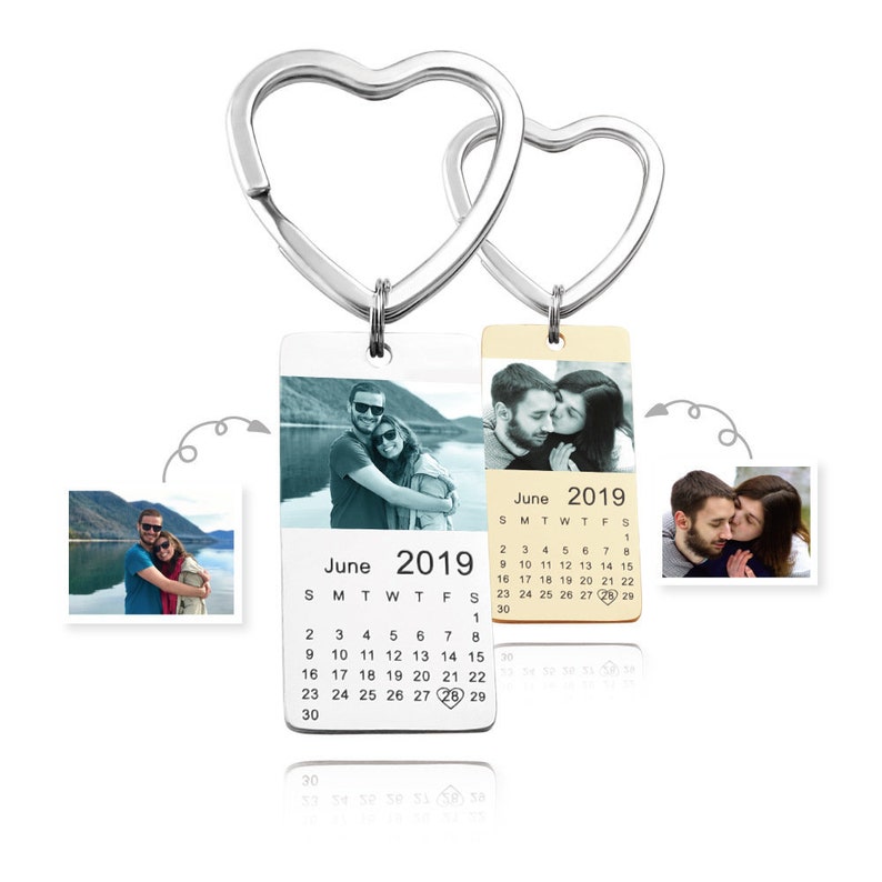 Personalized Calendar Keychain with Color Photo Signature Etsy