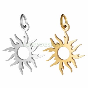 10pcs Sun Charms 16mm, Gold plated Stainless Steel, Sun Charm Pendant, Sun Pendants, Tiny Sun Findings
