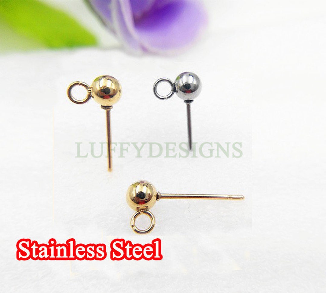 10pcs/lot Stainless Steel Ear Studs Long Earring Post Base Pins