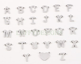 Uppercase Letter Charm, Alphabet Charm, Gold Letter Pendant, 26 Letters Initial Charms, Gold Plated Stainless Steel, Double Loops Letter