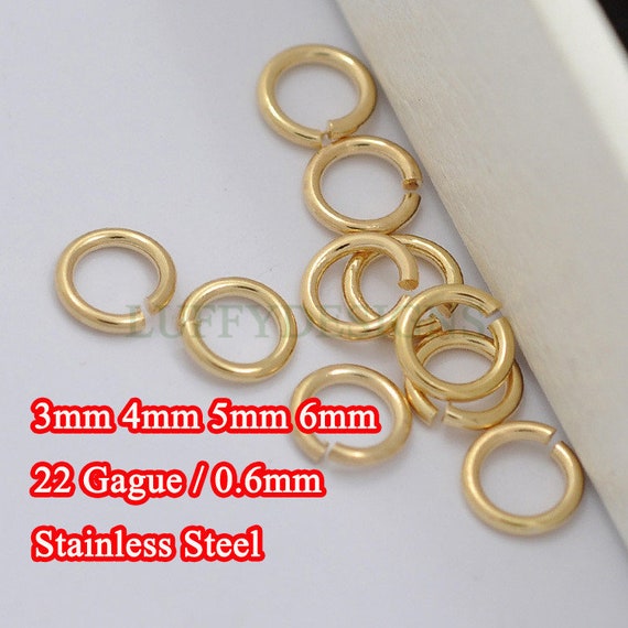 100pcs Stainless Steel Real Gold Color Plating Jump Rings Split