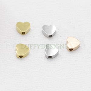 10pcs 3D Heart Charms 8x3mm, Gold /Rose Gold Stainless Steel Heart, Heart Beads Pendant, Tiny Heart Findings, Jewelry Making Supplies