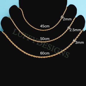 5pcs Finished Twist Chain, Twist Chain Necklace, Gold Hypoallergenic Stainless Steel, Mens Chain, Men's Gift Necklace, Gold Twist Rope Chain