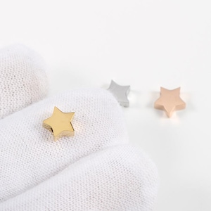 10 dijes de estrella 3D de acero inoxidable chapado en oro/oro rosa, cuentas de pentagrama, colgantes de estrella de cinco puntas, pequeños accesorios de estrella, 5 mm/8 mm