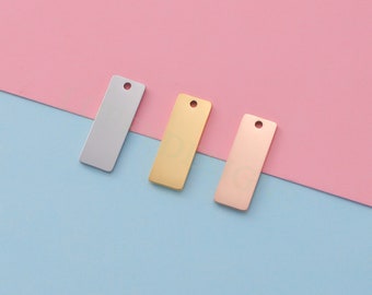 10pcs Personalized Stamping Blank Bar 22x8mm, Ready to Stamp, Gold Bar Charm, Gold Plated Stainless Steel, Mirror Polished Engraving Supply