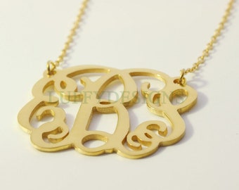 Gold Monogram Necklace, 3 Initials Monogram Necklace, Personalized Name Necklace, Custom Name Necklace, Rose Gold Monogram Pendant Necklace
