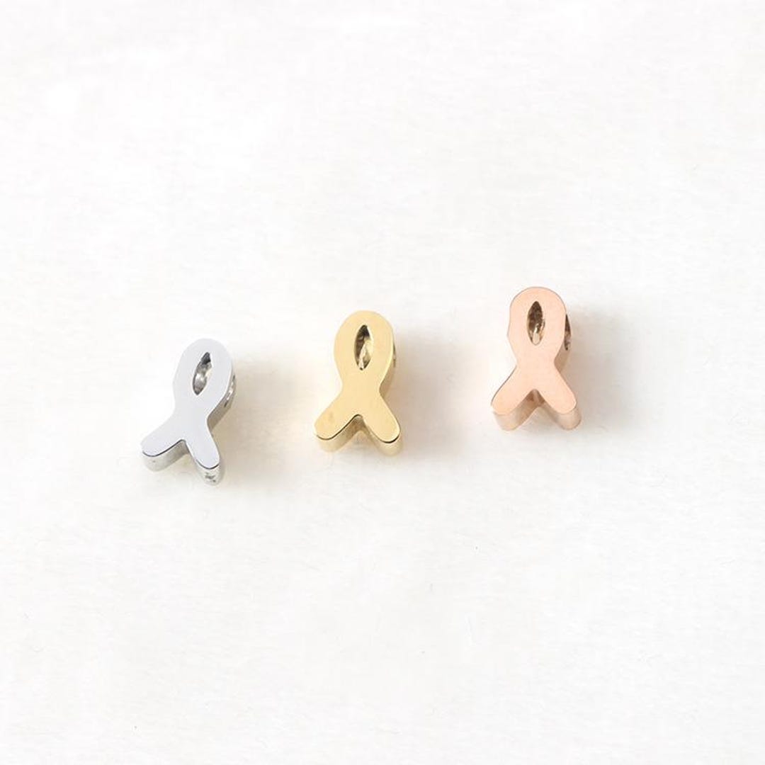 10pcs Awareness Ribbon Charms 8mm, Gold Plated Stainless Steel ...