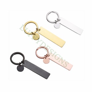 5pcs Blank bar keychain, bar keyring supplies, Gold stainless steel blanks, Ready Stamping bar keychain, Mirror Polished Engraving Keychain