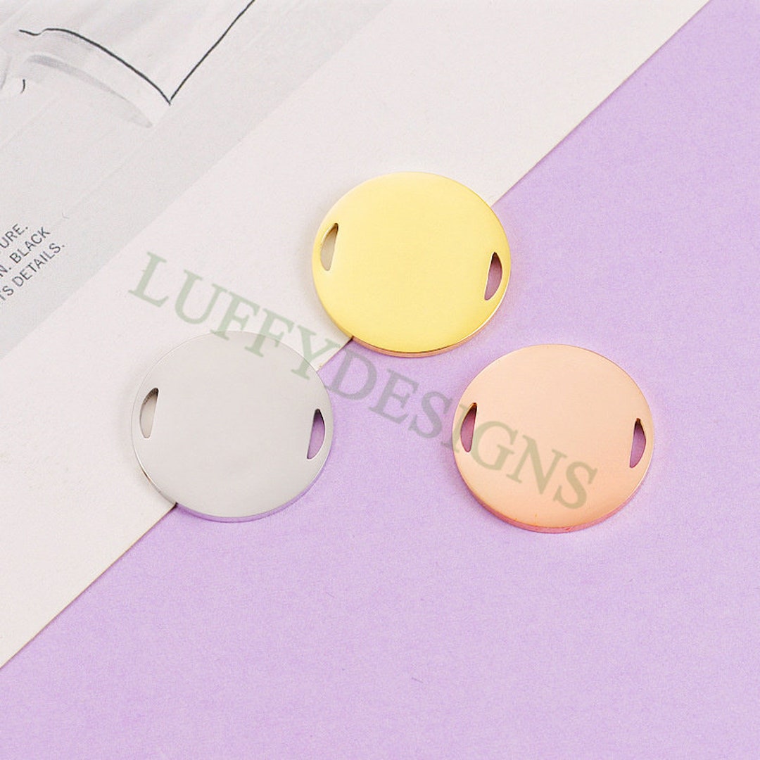 10pcs 20mm Round Disc Tags With 2 Holes, Mirror Polished Metal Stamping ...