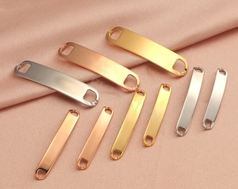 10pcs Blank Bar Charms 39x6mm, Bar Bracelet Supplies, Gold Steel Bar Blanks, Stamping Bar Supplies, DIY Engraving Supplies, Engraving Supply