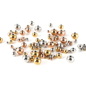 50pcs Round Beads, Gold Spacer Beads, 18K Gold plated 316L Stainless Steel, 3mm /4mm /5mm /6mm /8mm, Jewelry Making For Bracelet/Necklace