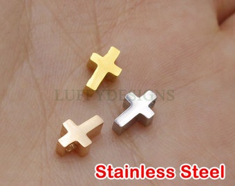 10 breloques croix, croix en acier or/or rose, accessoires pour fabrication de bijoux, actes de communion, breloque de jésus, breloque chrétien, breloque catholique