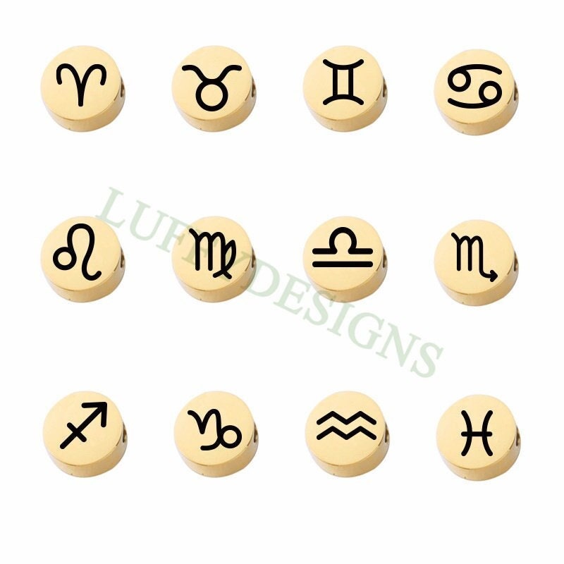 Gold Zodiac Charms, Astrology Charms, Zodiac Necklace Charms, 12 Zodiac Charms for Jewelry Making Supply,ZODIAC-15