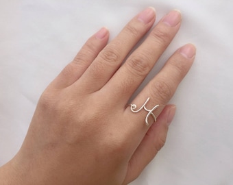 Custom Initial ring, Gold initial jewelry, Silver letter H ring, Name ring, Personalized ring, Bridesmaid gift, Wedding gift, Birthday gift