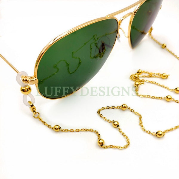 5pcs Eye Glass Stainless Steel Chains, Sunglass Chain, Eyeglass Holder Snake/Beaded Chain, 18k Gold /Rose Gold plated, Reading Glass Chain