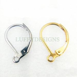 10 Stück Gold Ohrhaken, Ohrringhaken, Ohrringzubehör, Edelstahl 316L Hypoallergene französische Haken, Ohrringhaken, D-Haken