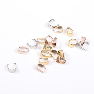 20pcs Pinch Pendant Bail, 18k Gold Plated 316 Stainless Steel, Gold Claw Bail, Earrings Bail, Necklace Bail, Bail Finding,Making DIY Supply