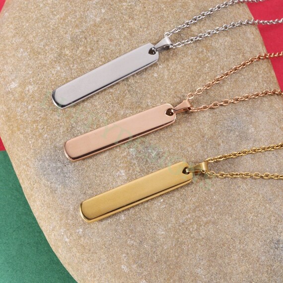 Gold 3d bar best sale necklace