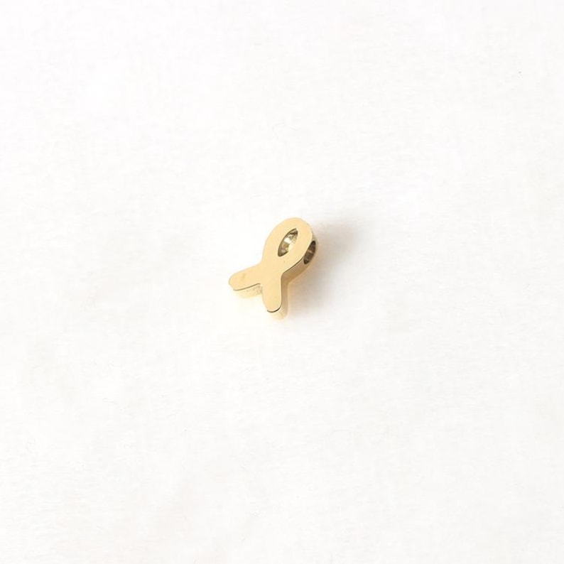 10pcs Awareness Ribbon Charms 8mm, Gold Plated Stainless Steel ...