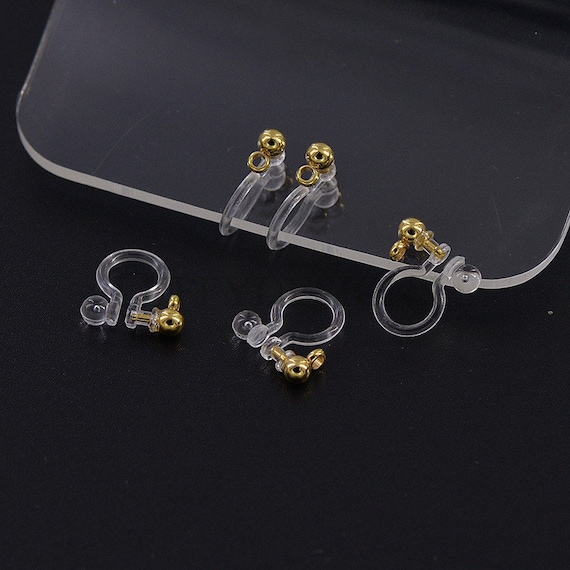 20pcs Invisible Clip on Earring Converter, Resin Earring Clip, No Pierced  Dangle Earrings Clip Findings, Hypoallergenic Clip Earrings 