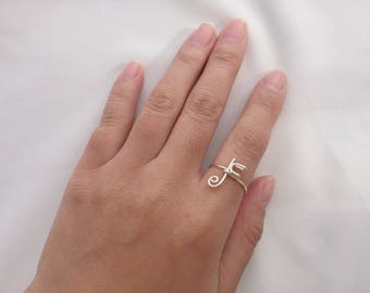 Custom Initial ring, Gold initial jewelry, Silver letter F ring, Name ring, Personalized ring, Bridesmaid gift, Wedding gift, Birthday gift