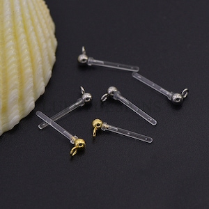 20pcs  Invisible Earring Findings, Studs with Backs, Clear Plastic Earring Posts, hypoallergenic Resin Ear Stud, Jewelry Supplies