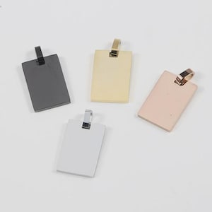 5pcs Gold Rectangle Charm Pendant, Rectangle Pendant Blank, DIY Engraving Supplies, Ready to Engrave, 18K Gold plated 316L Stainless Steel