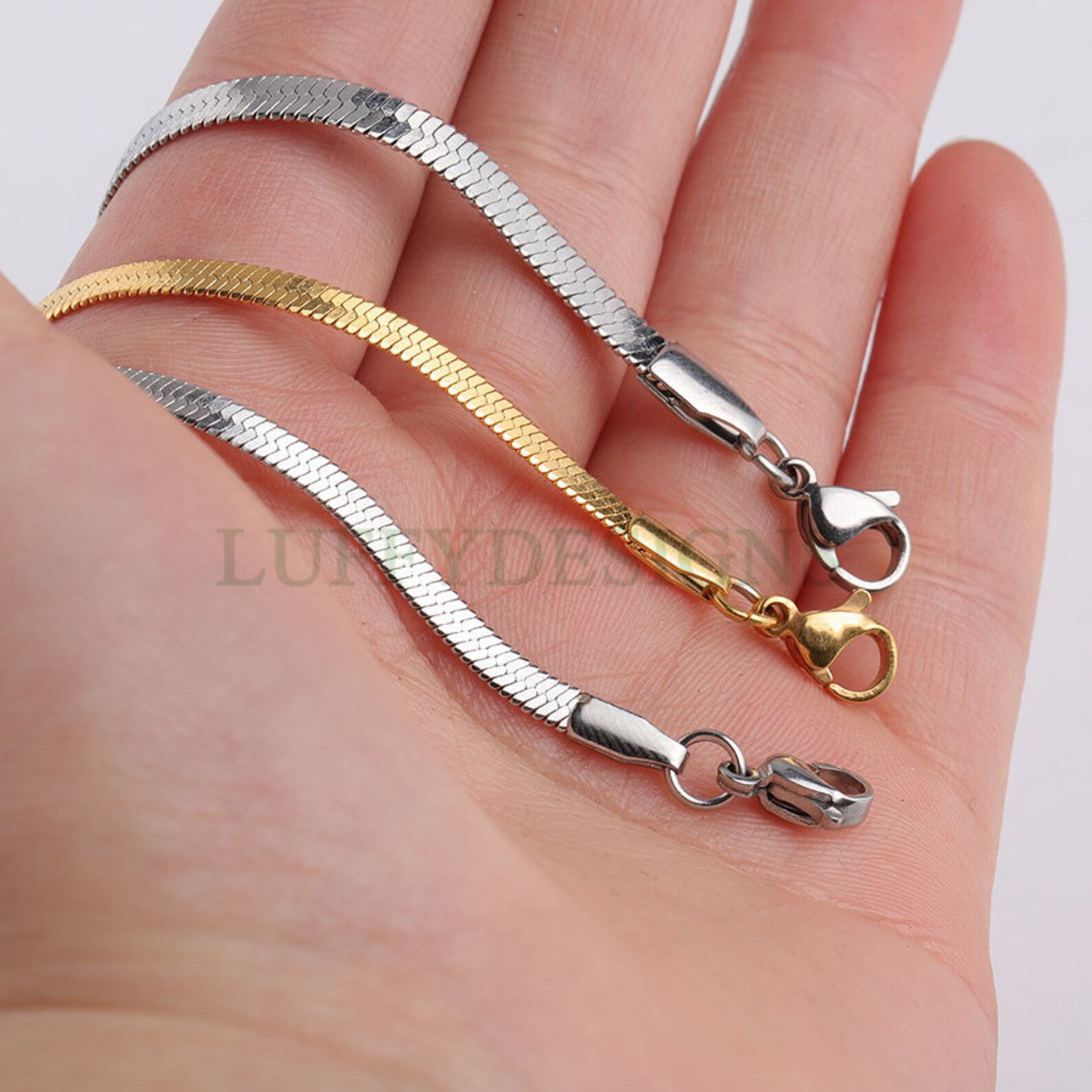 5pcs Finished Flat Snake Bracelet Gold Snake Bracelet Chains Etsy