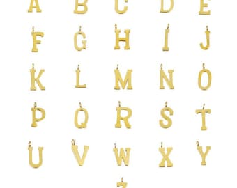 Uppercase Letter Charm, Alphabet Charm, Gold Letter Pendant, 26 Letters Initial Charms, Gold Plated Stainless Steel,Mirror Polished Letter