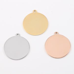 10pc Round Disc Tags, 10-25mm Mirror Polished Round Pendant, Metal Stamping Blanks Charm, Engravable Round Blank,Gold Plated Stainless Steel