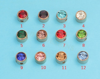 10pcs encantos de piedra de nacimiento de Swarovski 7,5 mm, encanto de cristal de Swarovski, gotas de Swarovski, colgantes de cuentas de piedra de nacimiento de oro, piedra preciosa de piedra de nacimiento de acero