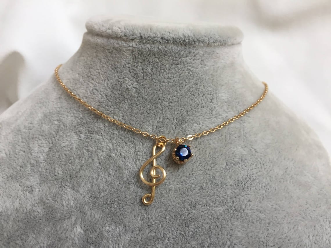 Music Necklace Music Note Charm Jewelry Treble Clef Pendant Etsy