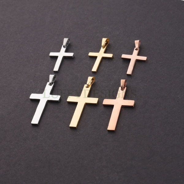 10pcs Cross Charm, Gold Cross Pendant, Christian Pendant, Communion Charm, Jesus Charm, Christian Charm,Catholic Charm,Mirror Polished Cross