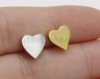 10pcs 3D Heart Charms 8x3mm, Gold /Rose Gold Stainless Steel Heart, Heart Beads Pendant, Tiny Heart Findings, Jewelry Making Supplies