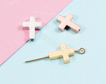 10 breloques croix, croix en acier or/or rose, accessoires pour fabrication de bijoux, actes de communion, breloque de jésus, breloque chrétien, breloque catholique