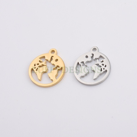 10pcs Round World Charm World Map Pendant Earth Charm Globe | Etsy
