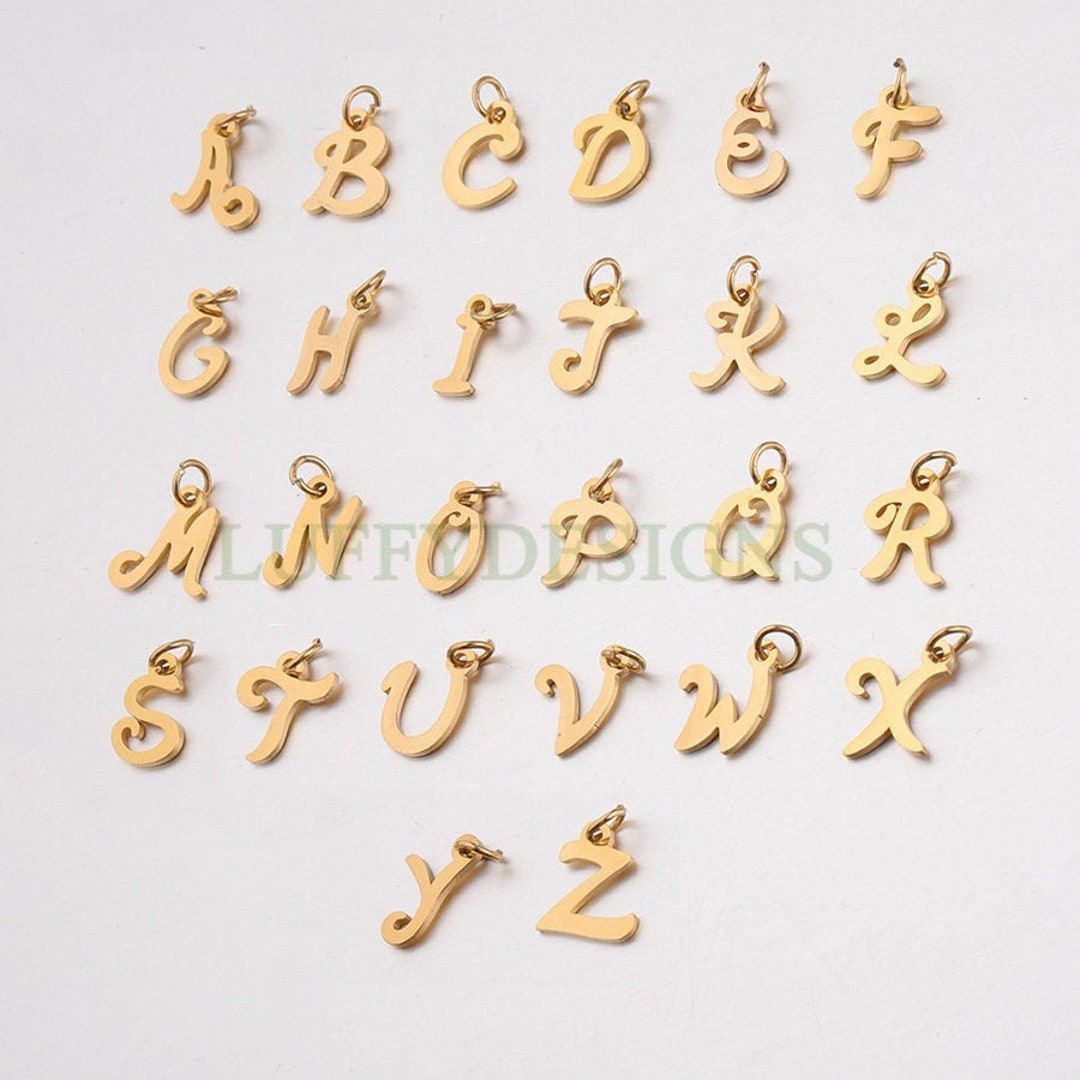 LUFFY Uppercase Letter Charm, Alphabet Charm, Gold Letter Charms Pendant,  26 Letters Initial Charms, Gold Plated Stainless Steel