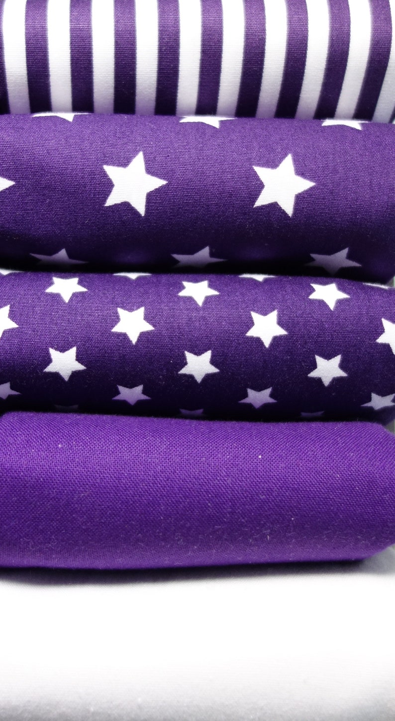 purple cotton fabric stripes dots hearts check uni stars image 3