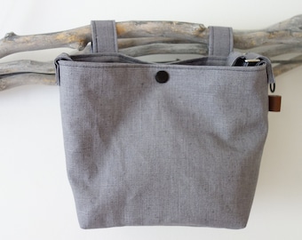 Lenkertasche beschichtetes Leinen wasserfest uni grau, verschiedene Farben zur Auswahl