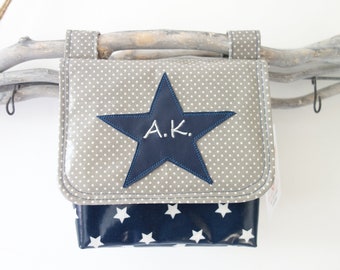 Handlebar bag with flap star gray with desired name