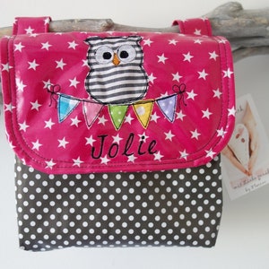 waterproof handlebar bag bicycle bag owl with desired name image 1