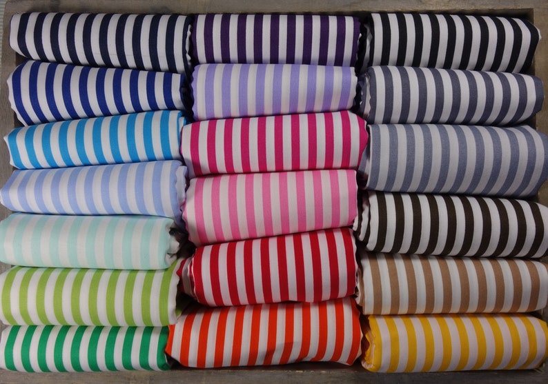 Cotton fabric striped stripes wide range of colors image 1