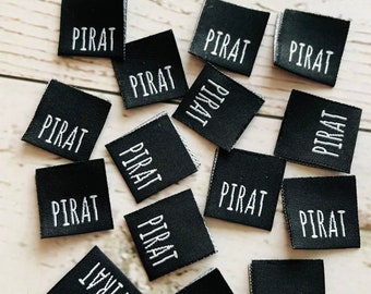 20 sew-in label woven label black pirate